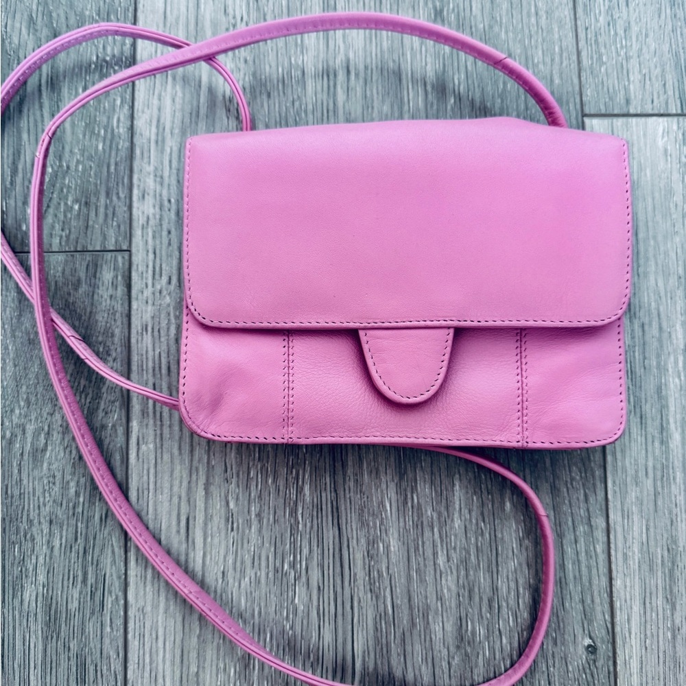 Vintage Small EW Authentic Pink Leather Derek Alexander Crossbody Bag Made in 🇨🇦